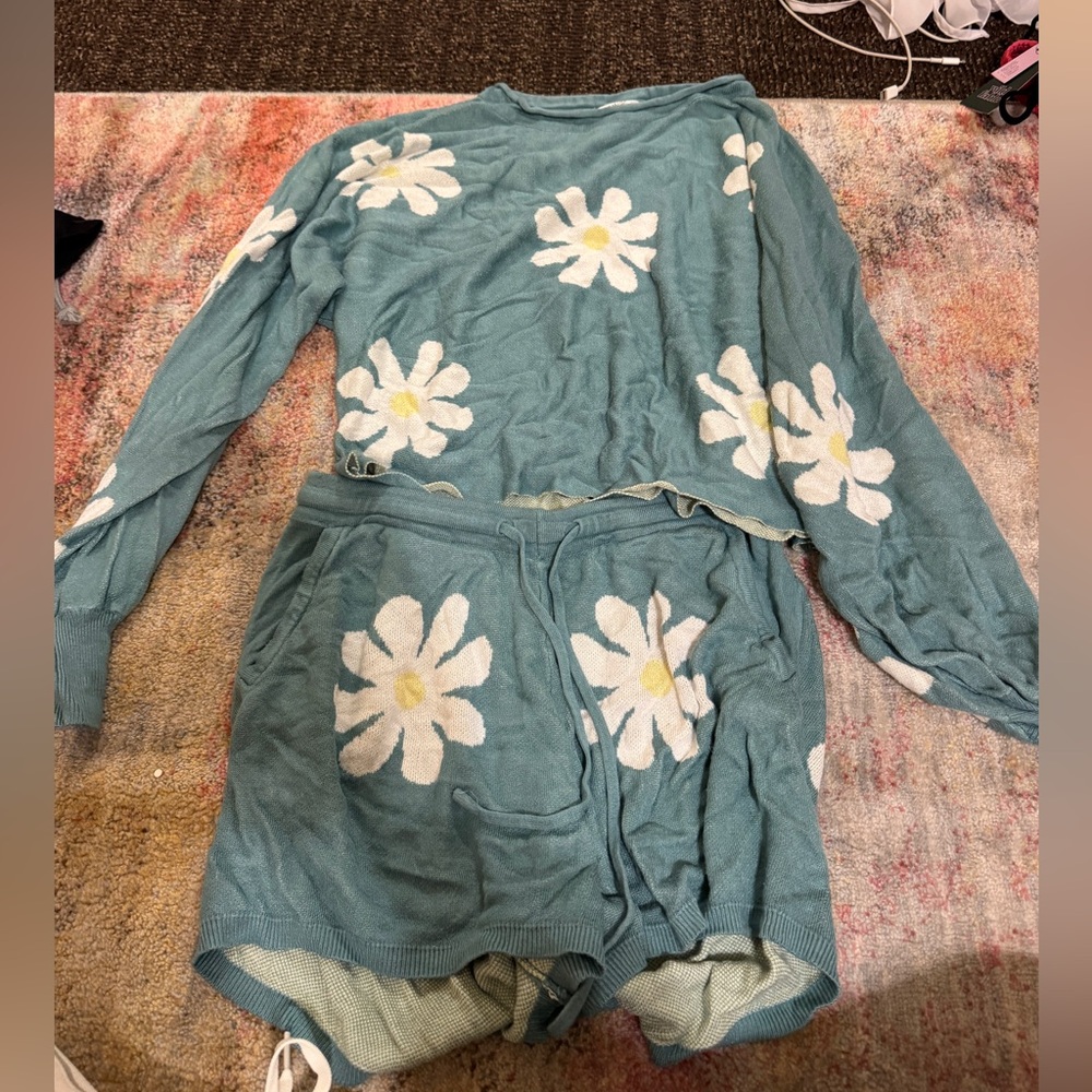 Amazon Teal Floral Pajama Set